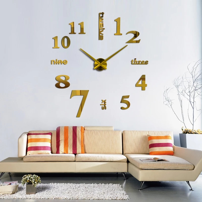 Reloj De Pared 3d 100x100 Cm Dorado