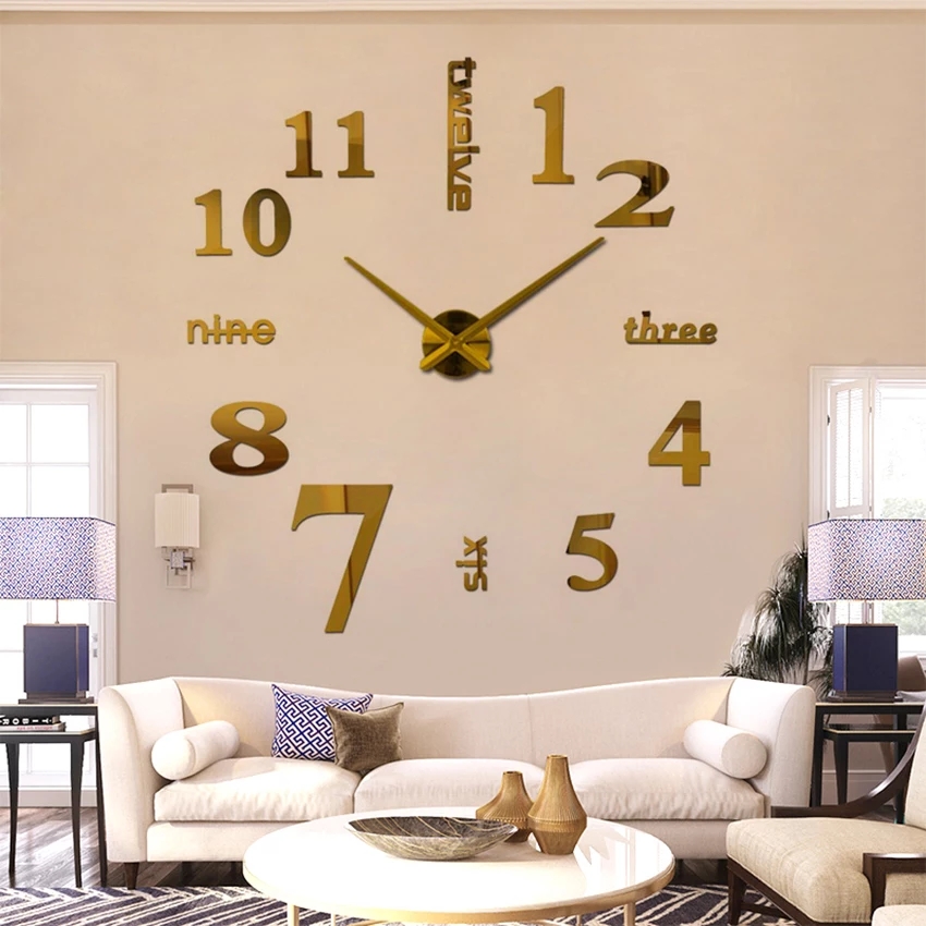 Reloj De Pared 3d 100x100 Cm Dorado