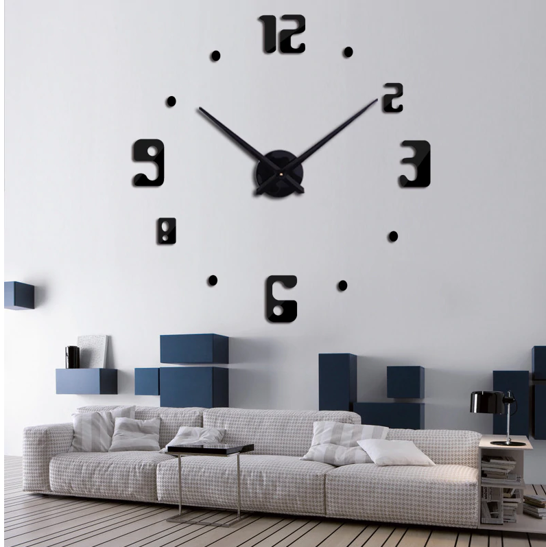 Reloj De Pared 3d De 60cm Negro Modelo 2